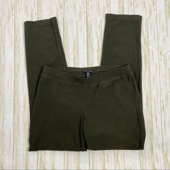 Eileen Fisher Pants - Eileen Fisher Dark Green Stretchy Pull On Cropped Pants